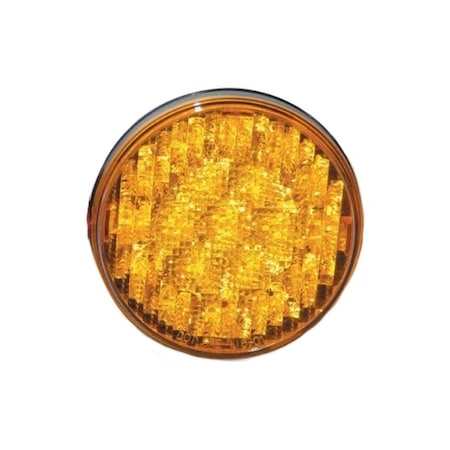Aftermarket 019-01-181 Amber 4" Round LED Light 12 / 24 Multi Volt T Light Turn Signal 1-019-01-181